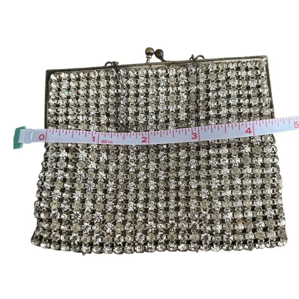 1940s Rhinestone Evening Clutch: Silver Crystal Cocktail Bag
